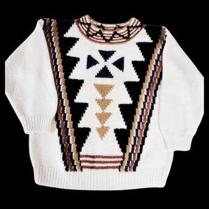 80s Fashion Retro Sweater White And Black Authentic Forenza Size Large